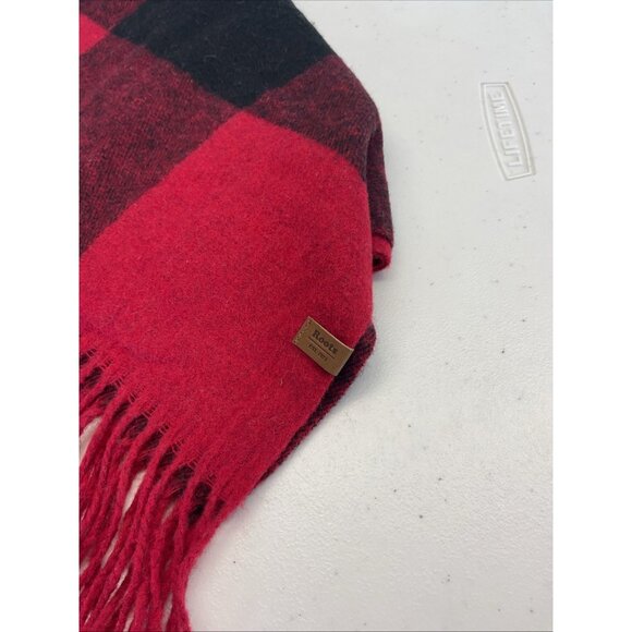 New ROOTS Park Plaid Cabin Red Black Blanket Shawl Wrap Scarf Buffalo Check - Picture 2 of 4